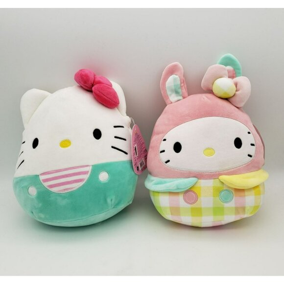 8" Hello Kitty & My Melody Squishmallows Plush Toys Set, Spring Easter - Picture 1 of 10